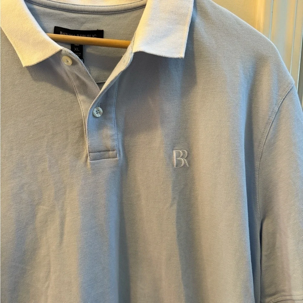NWT Banana Republic Light Blue Pique Polo w/ White Collar - Size XLT